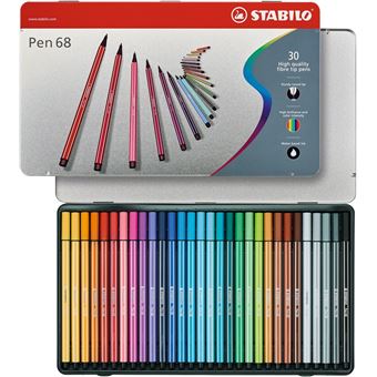 STABILO Feutre Pen 68, étui métallique de 30