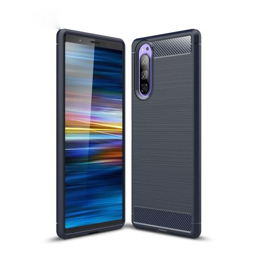 Coque Sony Xperia 5 Carbone Bleu Housse Etui En Silicone Gel Souple hfs-house®