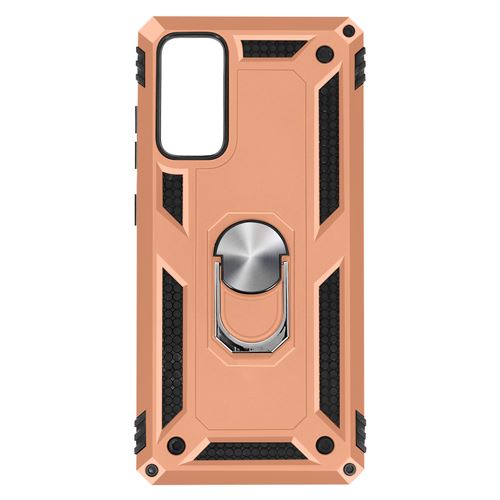 Coque pour Samsung Galaxy S20 FE Antichoc Bi-matière Bague Support Vidéo rose champagne