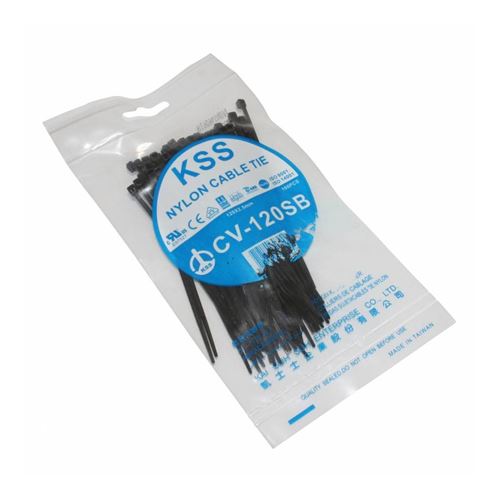 Collier de serrage nylon type rilsan 2,5x120mm noir (vendu par 100) -p2r-