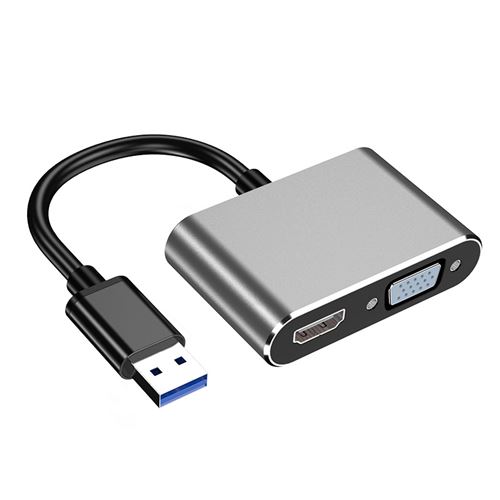 Sortie HDMI/VGA utilisable en parallèle VGA Noir résolution jusquà 1080p Digitus Adaptateur USB 3.0 vers HDMI entrée USB 