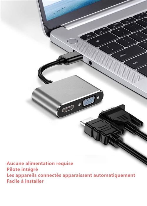 BLANCHE - Station'accueil 4 en 1 USB type c vers double HDMI, Hub,  extension'écran, adaptateur USB 3.0 4K 60Hz, accessoire de téléphone  portable, 1 pièce