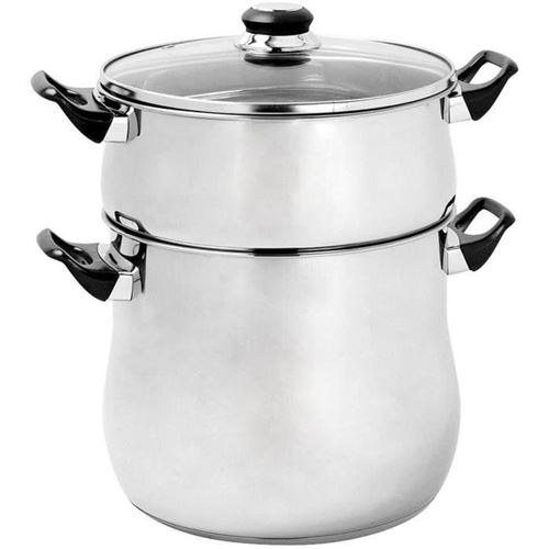 Crealys 505280 couscoussier en inox 16 l noir diamètre: 28 cm
