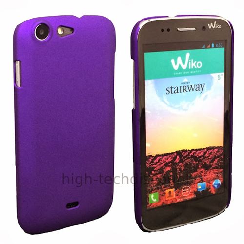 Housse etui coque rigide pour Wiko Stairway + film ecran - MAUVE RIGIDE - htdmobiles