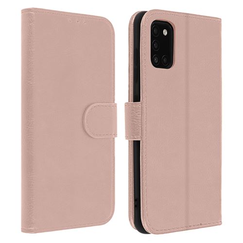Avizar Étui pour Samsung Galaxy A31 Folio Intégrale Porte-carte Fonction Support Rose Gold