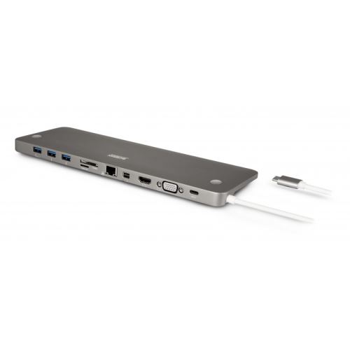 urban factory docking station usb-c 3 usb grey 3x usb3.0/sd&msd card read noir