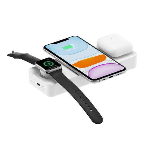 Einova Power Bar – Barre de recharge sans fil USB-C de 63W avec chargeur Apple Watch - Blanc - certifié USB-IF - certifié Apple MFi pour iPhone/Apple Watch/iPad/AirPods/MacBook