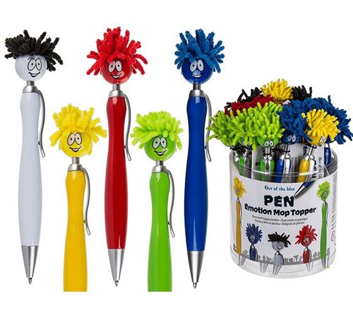 1 Stylo A Bille Emoji Rigolo Visage 15 Cm Encre Noir Scolaire Papeterie