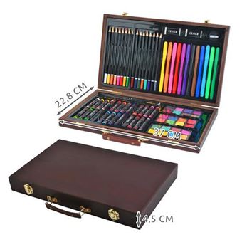 Set de dessin, malette de coloriage enfant, avec caisse en bois, 79 pièces,  matériau: bois, métal - Crayon de couleur - Achat & prix
