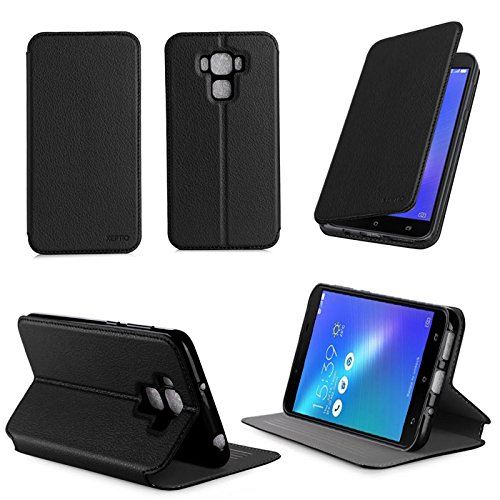 Etui luxe Zenfone Live Plus ZB553KL noir Ultra Slim Cuir Style avec stand - Housse coque de protection - accessoires pochette XEPTIO