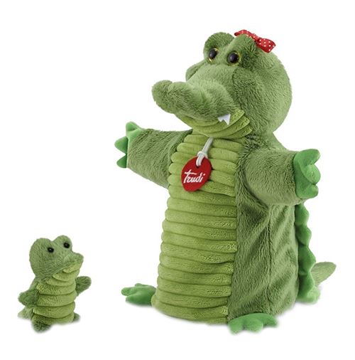 Trudi marionnette crocodile main et doigt vert 26 cm