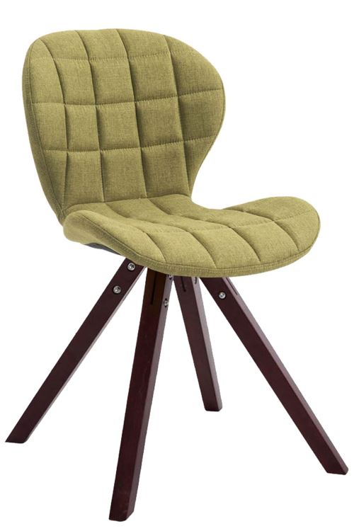 Chaise visiteur Alyssa tissu piètement en bois carré , Vert/Cappuccino