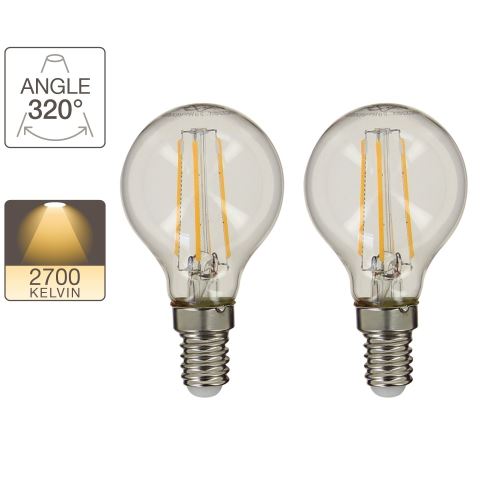Lot de 2 ampoules LED P45 - cuLot E14 - retro-LED