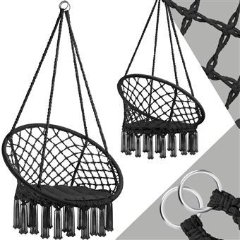 TecTake Fauteuil suspendu JANE noir TecTake Fauteuil suspendu JANE noir