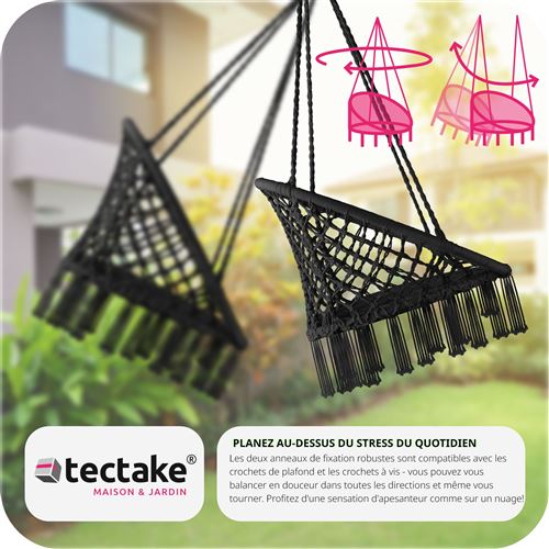 TecTake Fauteuil suspendu JANE noir TecTake Fauteuil suspendu JANE noir