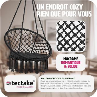 TecTake Fauteuil suspendu JANE noir TecTake Fauteuil suspendu JANE noir