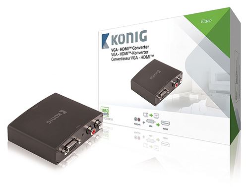 König – Convertisseur HDMI, VGA femelle + audio rl à sortie HDMI, gris foncé