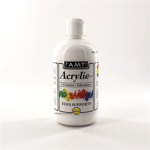Peinture Acrylique en bouteille blanc 500ml - Amt