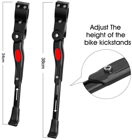 Béquille de Vélo Réglable VTT Alliage d'aluminium avec clé hexagonale(Noir)