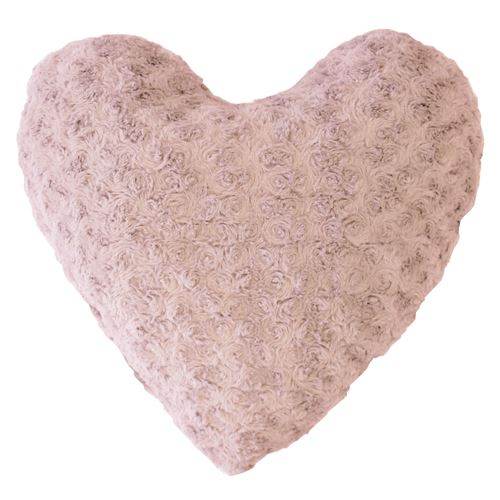 Coussin coeur 40 x 40 cm imitation fourrure himalaya Rose