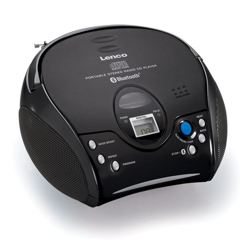 Lenco SCD-32 BT de radio portable avec lecteur CD et Bluetooth; radio FM avec écran LCD, prise casque 3,5 mm et antenne télescopique