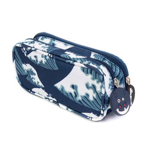 Les Deglingos pochette 2 fermetures éclair junior 23 cm polyester bleu/blanc