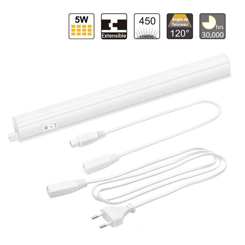 Lampe Reglette de Barre LED 5W Applique Murale pour Plan de Travail Sous Meuble Cuisine Longueur 313MM Connectable Lot de 1 Lampe