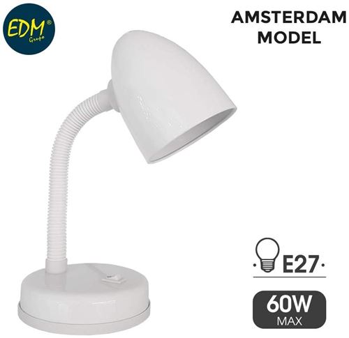 EDM - Lampe de table mod&egrave;le amsterdam e27 60w couleur blanche