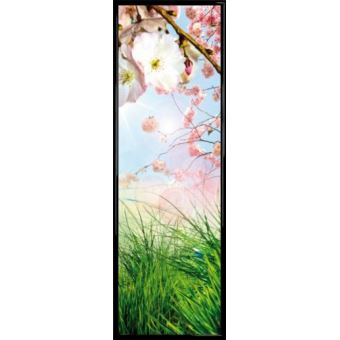 Poster Reproduction Encadré Printemps Fleurs De Cerisier Et Ciel Bleu 158x53 Cm Cadre Plastique Noir