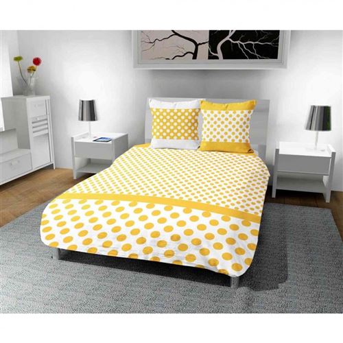 Parure de lit Pois Jaune 240x220