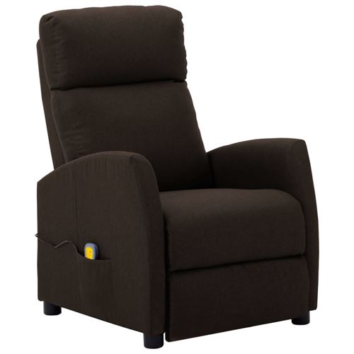 vidaXL Fauteuil de massage inclinable Marron foncé Tissu