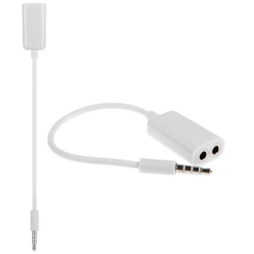 Boitier Splitter jack audio 3.5 m - Adaptateur Stéréo pour Ecouteurs et Casque - Blanc