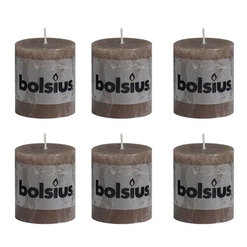 Lot de 6 bougies 80 x 68 mm brun clair Bolsius
