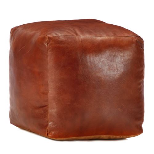 Vidaxl - Pouf 40 x 40 x 40 cm Brun roux Cuir v&eacute;ritable de ch&egrave;vre Tan