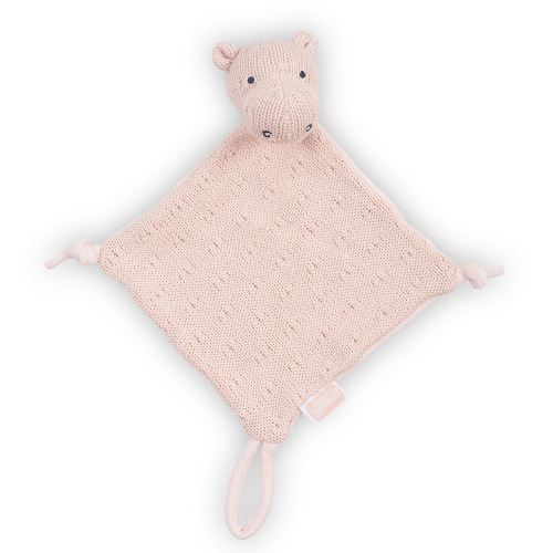 Doudou pour bébé avec attache sucette Soft Knit Hippo - Pêche