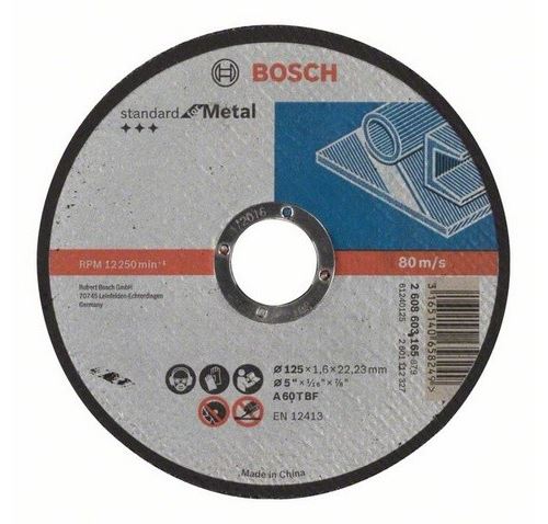 Disque à Tronçonner Bosch à Moyeu Plat Standard pour Le Métal 125X1.6 Mm - 2608603165