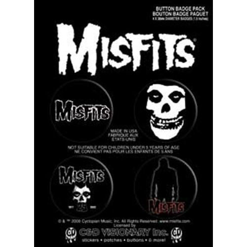 Licenses Produits Misfits Assorted Artworks 1.5 Ensemble de boutons, 4 pièces