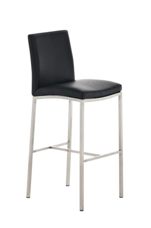 Tabouret de bar Freeport en Similicuir - Chaise haute avec Repose-pieds - Piètement Métal - Couleur Noir