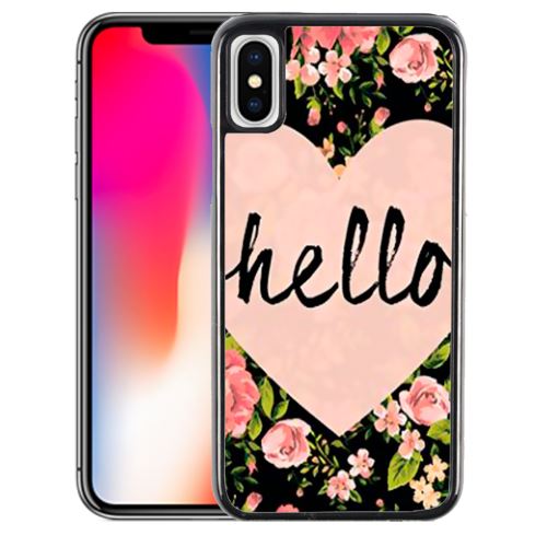 Coque pour iPhone XS hello coeur rose