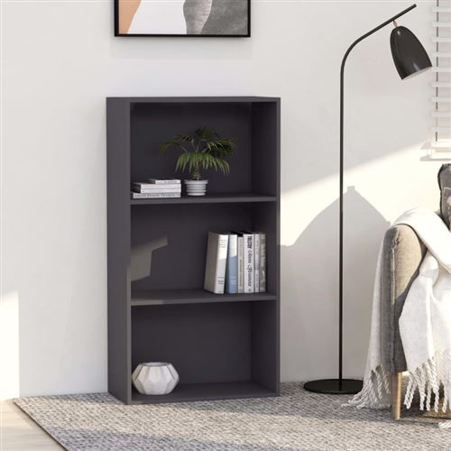 vidaXL Bibliothèque à 3 niveaux Gris 60x30x114 cm Aggloméré