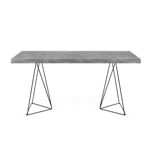 Bureau en bois béton à tréteaux noirs - BU0007