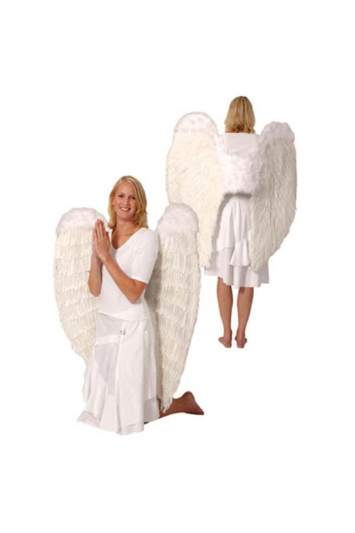 Maxi Ailes D'ange Avec Plumes Blanches De 120cm - Blanc - Taille Unique