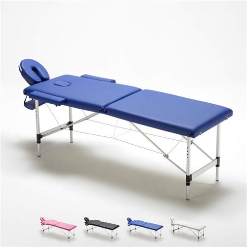 Bodyline - Health and Massage - Table de massage pliante en aluminium portable 2 zones 215 cm Shiatsu, Couleur: Bleu