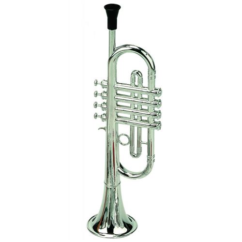 Bass et Bass - Trompette à 4 Pistons en Plastique Métalisé 38 Cm - Fabriqué en Allemagne - Instrument de Musique pour enfant