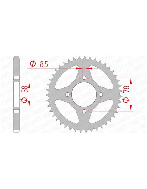 Couronne AFAM 41 dents acier standard pas 428 type 14201