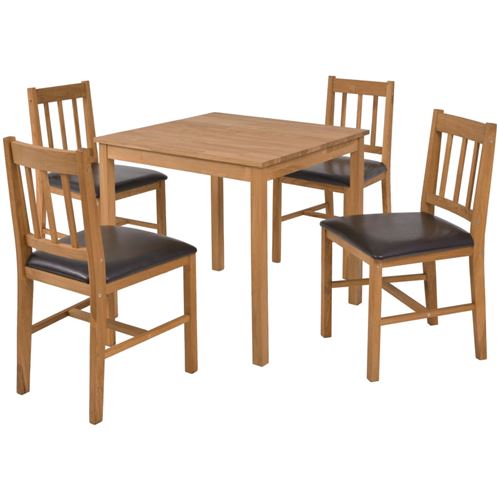 vidaXL Eetkamerset massief eikenhout 5-delig