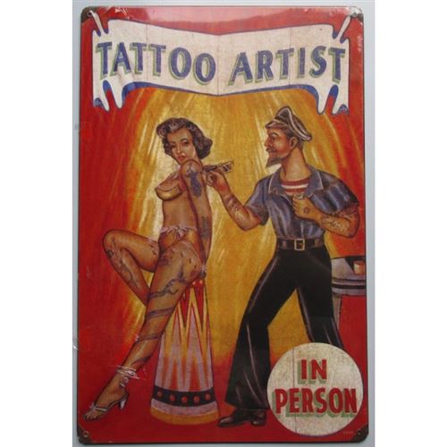 plaque tole épaisse tattoo artist deco salon tatouage usa