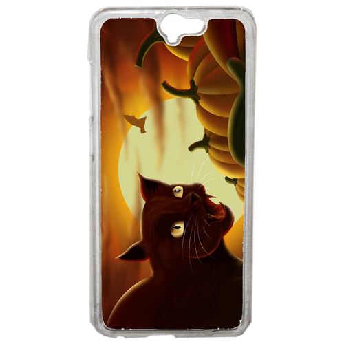 Coque Chat Noir Citrouille Compatible Htc One A9 Transparent