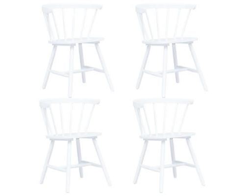 vidaXL 4 pcs Chaises de salle à manger Blanc Bois d'hévéa massif