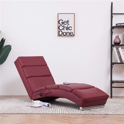 vidaXL Chaise longue de massage Rouge bordeaux Similicuir